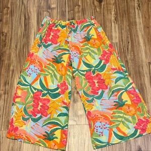 RACHEL Rachel Roy women’s large 12 14 pants wide leg tropical resort pink green